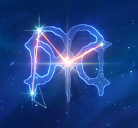 Image of a constellation that looks like an M with half circles on the inside of both outer legs.