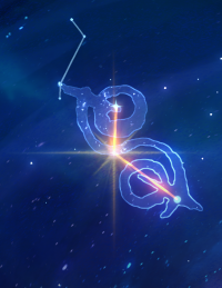 Image of a constellation that forms an S with two circles on either side.